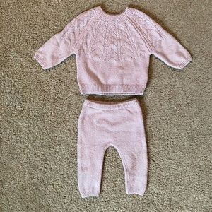 Pointelle-Knit Pullover Sweater and Leggings Set for Baby 6-12m